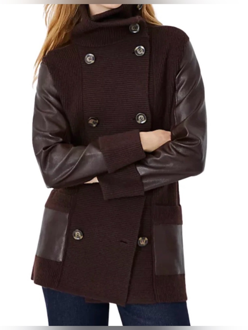 ANN TAYLOR
Faux Leather Trim Coatigan In Pure Chocolate